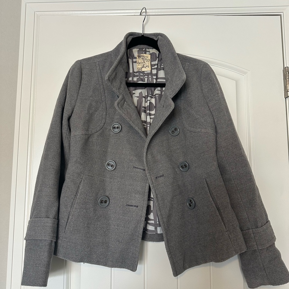 Gray Double-Breasted Peacoat